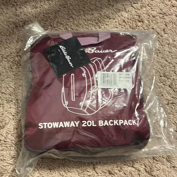 Brand New Tags Eddie Bauer Stowaway 20L Packable Backpack Travel Pink Purple - Picture 4 of 5